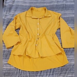 Mustard Yellow Button-Down Women's Shirt